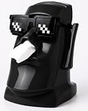 Xuirihusi Black Moai Tissue Box, 3-in-1 Headphones & Glasses Desk Organizer