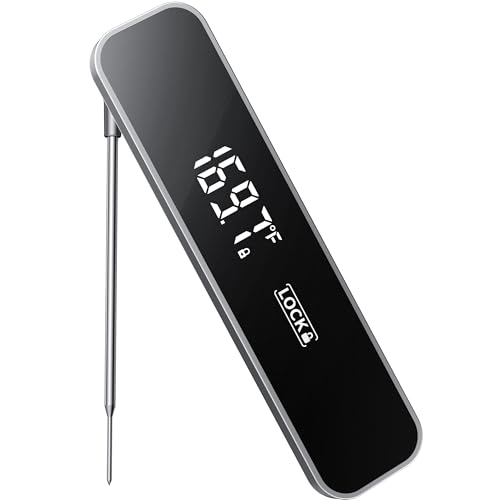 Meat Thermometer Digital, 0.3 Sec Instant Read Food Thermometer for Cooking Kitchen Gadgets, Grilling, BBQ, Air Fryer, Smoker, Candy Essentials Accessories, Gray