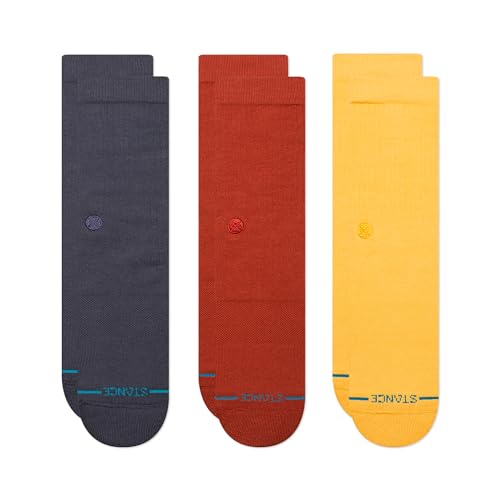 Stance Icon Classic Casual Crew Socks 3-Pack, Cotton Blend and Cushioning Arch Support