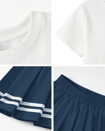 Image of Betusline Girls Skirt Set, Printed T-Shirt & Pleated Skirt, 4-14Y