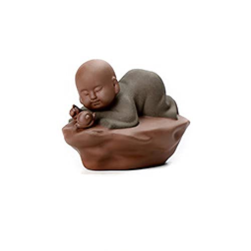 Petit Moine Zisha statuette enfantine porte-bonheur artisanale