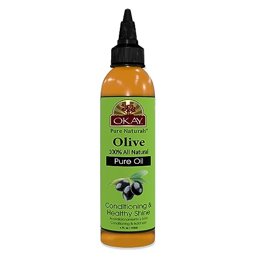 OKAY 100% Pure Natural Olive Oil for Skin & Hair - Cold Pressed Olive Oil for Skin Care, After Shower Body Moisturizer for Women & Men, Use for Massage, Hair Health - 4 Fl Oz (Pack of 1)