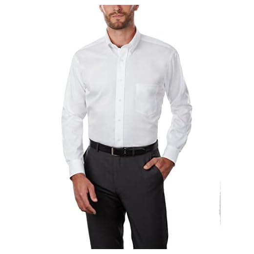 Van Heusen Men's Dress Shirt Regular Fit Non Iron Solid, White, Large