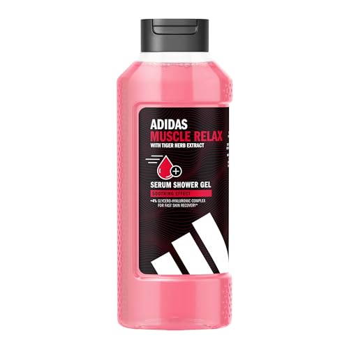 Adidas Active Skin & Mind Muscle Relax Gel Douche Homme, Testé dermatologiquement, Complexe à base de glycérol et d'acide hyaluronique, Hydratation profonde, Formule végétalienne, 400 ml
