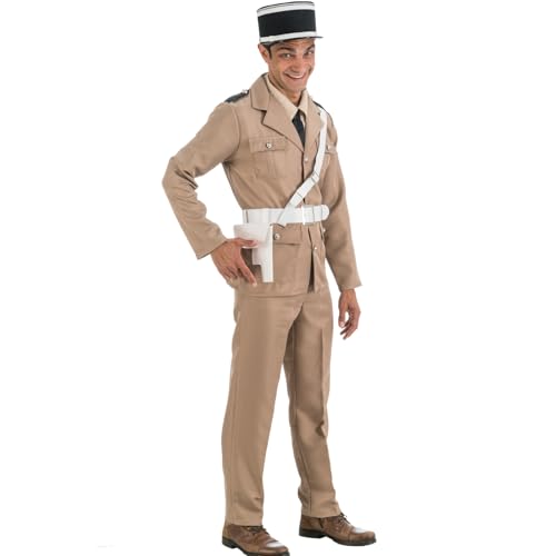 Krause & Sohn Costume de policier Gendarme De Saint-Tropez avec chapeau pour homme Taille M à XXL Beige Carnaval Fête à thème (M)