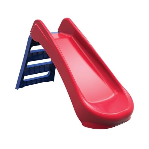 Palplay Toboggan Pliant Rouge et Bleu - Toboggan en Plastique pour l'intérieur et l'extérieur, 18 Mois+ Pas de Montage nécessaire, Premier Toboggan idéal pour Les Tout-Petits et Les Jeunes Enfants