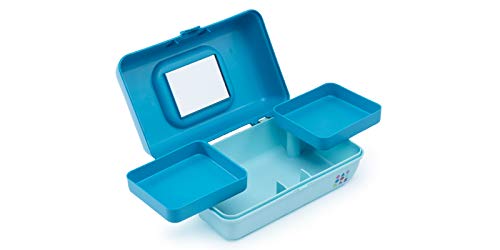 Image of Caboodles Pretty In Petite - Forever Fun Makeup Organizer Compact Carrying Cosmetic Case, Turquoise Over Sky, 1 count