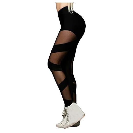 LRWEY Sexiga kvinnors damer Tech Mesh Leggings hög midja ut ficka yogabyxor dam magkontroll träning leggings, Svart, S