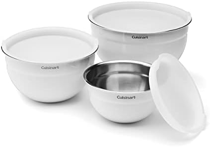 Cuisinart CTG-00-SMBW White Painted Stainless Steel Mixing Bowls with Lids, Set of 3 - Thumbnail 5