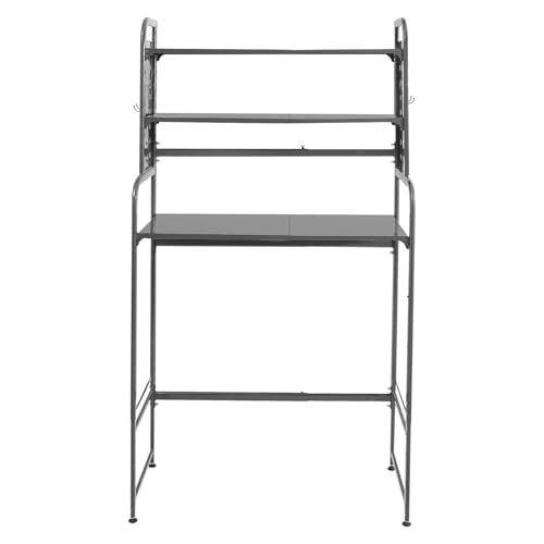 CreoCast 3-Tier Bathroom Room Shelf, Adjustable Height Washing Machine Storage Utility Rack, Over The Toilet Washer Dryer Storage Shelf, Bathroom Organizer Rack, Space Saving Shelving (Gray)