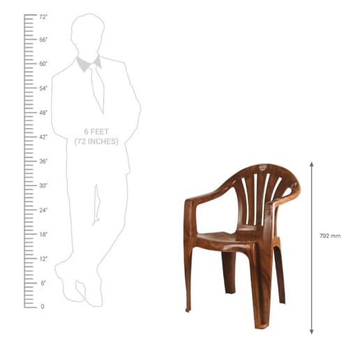 Image of Cello Capri Arm Chair (Sandalwood Brown, Set of 6) | Strong and Durable | Easy to Clean | Chair for Living Room, Bed Room, Kitchen, Office Room, Outdoor | 3 Years Warranty