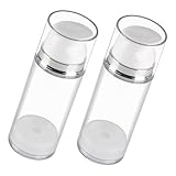 SOLUSTRE 2 piezas Botellas Dosificadoras Airless Abs Transparentes para Loción Recargables y Portátiles para Crema y Cuidado Facial de Unidades