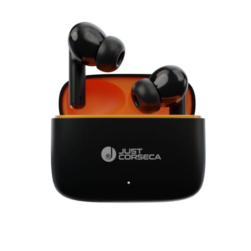 Image of JUST CORSECA Soundwave Earbuds with Type C Charging | ANC & ENC Model | Low Latency Bluetooth 5.3 | IPX4 Water Resistance | Smooth Touch Controls (Black)