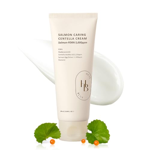 HEVEBLUE Salmon Caring Centella Cream - Salmon PDRN, Salmon Egg Extract, Centella, Madecassoside, Improve Skin Moisture Loss, Restore and Rejuvenate, Low Irritation, Korean Skincare, Valentine Gift