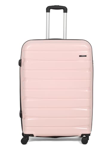 Image of Teakwood Large Check in Size 8 Wheels Trolley Bag, Hard Cabin with Zipper Closure, Adjustable Push Button & Cross Side Strap, TSA Lock System 360 Degree (Large Check in Size, Rose)