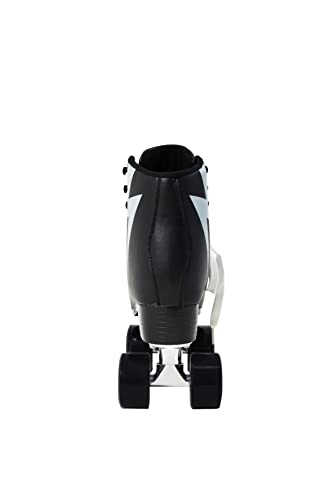 Angels Skates Kids' & Women's Roller Skates - Premium Quality Pu Leather Quad Roller Skates - Non Adjustable High- Top Perfect Indoor Outdoor Girls Retro Skates - 1-13 Sizes (Thunder Bolt Black, 12) #TOP2