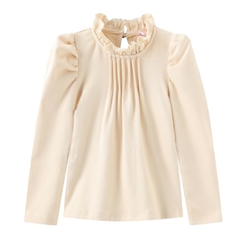 Colorful Childhood Girls Puff Long Sleeve T Shirt Fall Princess Pleated Ruffles Collar Blouses Spring Tops2