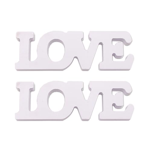 MUELODSIC Letras de Amor de Madera en Color 2 Piezas, Adorno Romántico con Textura, Decoración para Bodas y Aniversarios, Accesorios para Fiesta y Hogar