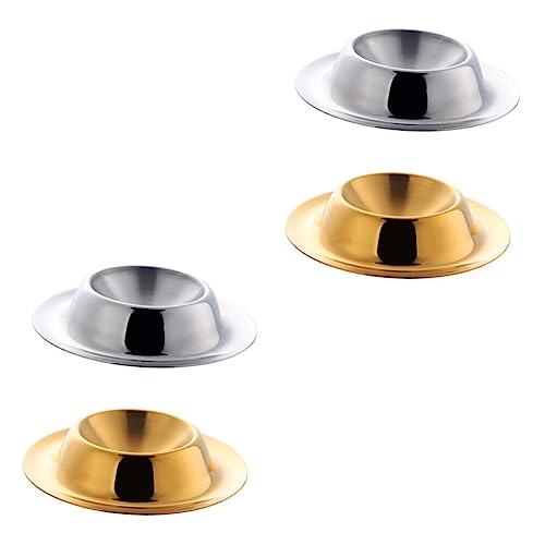 SOLUSTRE 1set Stainless Steel Egg Holder Stand Stable Base for Soft Hard Boiled Eggs Versatile Serving Tray for Appetizers Elegant Golden Silver Design 2pcs
