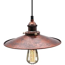 Lamparas Cocina Ikea HTRUIYATY Moderna Lampara De Techo Vintage Lámpara Colgante Rústica E27 Base Longitud Ajustable Retro Industriales Plafón Para Lamparas Comedor Salon Cocina(ø26cm,Rust)
