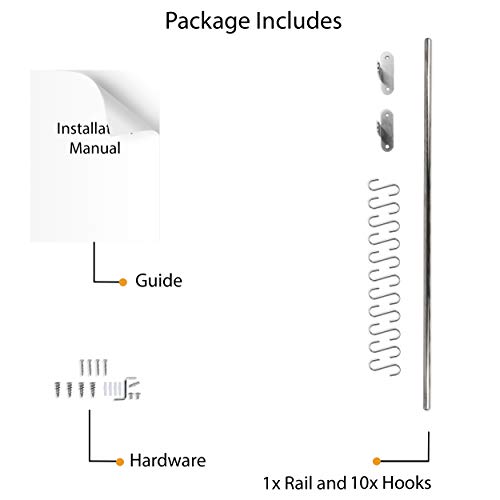 Wallniture Lyon 31.5" Wall Mount Kitchen Utensil Holder With 10 S Hooks For Hanging Pots And Pans Set #TOP5
