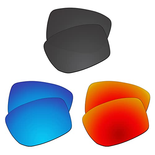Image of EZReplace Lenses Replacement for Oakley Gibston OO9449 Sunglasses (Polarized Lenses) - Fits Oakley Gibston Frame (Carbon Black+Ice Blue+Fire Red)