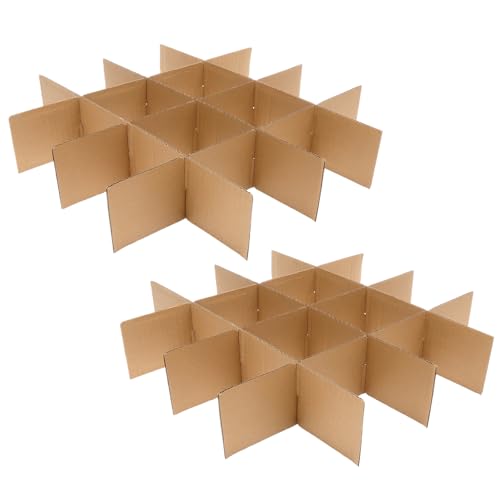 VQBKHO Dos separadores de cartón completos (12 pcs Total), Separadores de cartón Resistentes, Ideales para Cajas de mudanza, separadores de cristalería, Cajas de Cristal, vajillas y vitrinas
