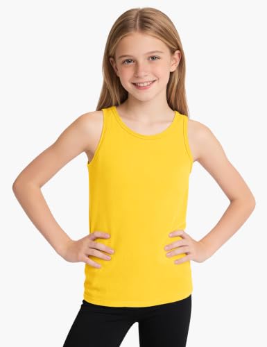 Image of Auranso Girls Tank Tops Cotton Sleeveless Undershirts Athletic Dance Tops