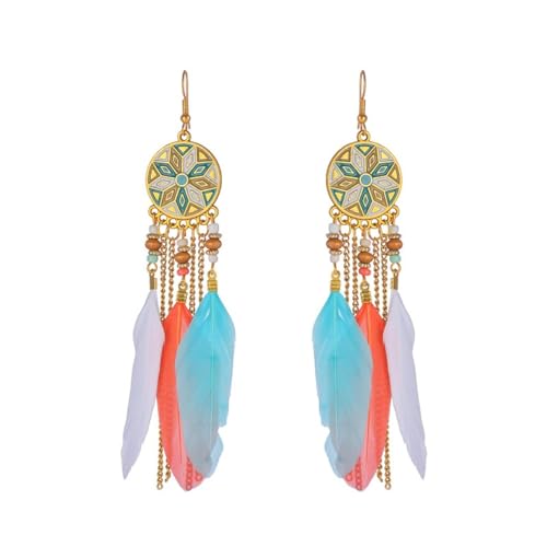 Boucles d'oreilles bohèmes à glands et plumes, le cadeau vintage idéal
