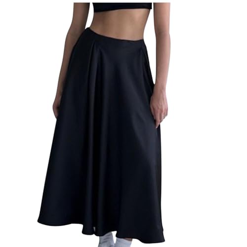 Women's Satin Maxi Skirt Spring Fall Elegant Silk High Waisted Skirt Flowy A Line Casual Formal Swing Long Skirts3