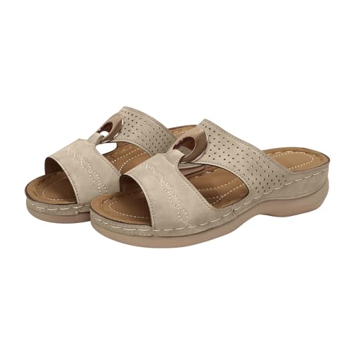 Womens 2025 Casual Wedges Hollow Out Open Toe Platform Comfortable Breathable Slip On Comfy Orthotic Wide Width Beach Walking Sandals Slippers