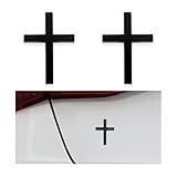 DXNQ 2PCS Metal Jesus Christ Cross Badge Stickers, 2.5'×1.8' Alloy 3D Individual Car Cross Sticker, Self Adhesive Scratch Covering Metal Cross Auto Emblem Decal for Car Body Fender Tail (Black)