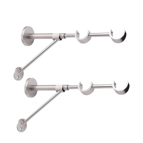 2 Supports De Tringle À Rideaux Double – Fixation Mural avec Jambe de Force – Design Moderne – Saillie 190 à 275 mm - Métal Robuste – Diamètre 28...