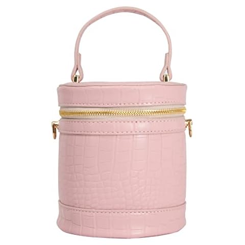 Hibala Womens Small Shoulder Bag Pu Leather Handbag Bucket Tote Hobo Handbag, Pink Cover