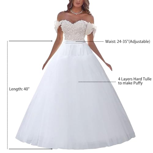 Women's 4 Layers Hard Tulle Petticoat Crinoline Underskirt Slips for Wedding Dress4