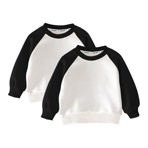 Girls 2 Pack Sweatshirt Crew Neck Raglan Sleeve Color Block Pullover Tops Cute Casual Soft Fall Baseball Pullover