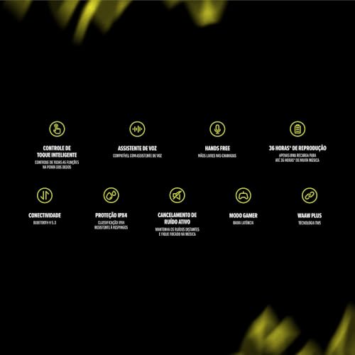 WAAW by ALOK Fone de Ouvido MOB 500 ANC Bluetooth, com Modo Gamer e Resistente a Respingos D'Água,