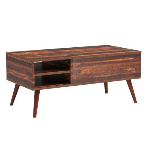 WLIVE Wood Lift Top Coffee Table with Hidden Compartment and Adjustable Storage Shelf, Lift Tabletop Dining Table for Home Living Room, Office, Rustic Oak - Image 6