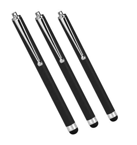 BoxWave Stylus Pen Compatible with Carlson Surveyor 2 - Capacitive Stylus (3-Pack), Stylus Pen Multi Pack - Jet Black