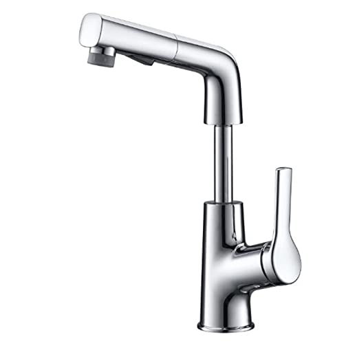 Grifo de baño monomando con caño extraíble retráctil para lavabo funcional de latón