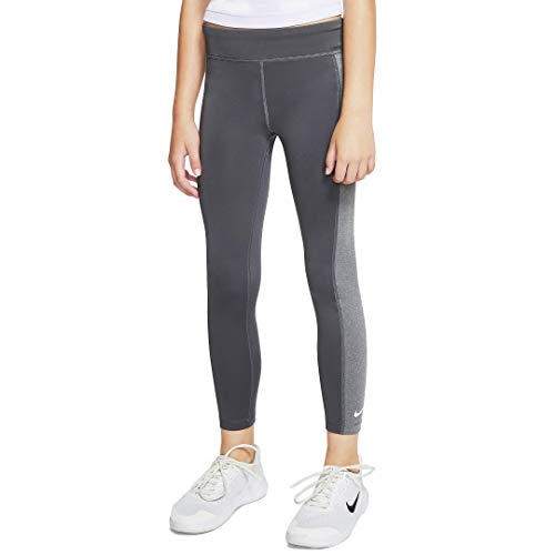 Nike Kids Girl's All in Tights (Little Kids/Big Kids) Dark Grey/Dark Grey/Heather/White SM (7-8 Big Kids)