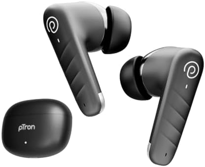 pTron Bassbuds Spark in-Ear TWS Earbuds with Stereo Sound, 40Hrs Playtime, Stereo Calls, Bluetooth V5.3 Headphones with Quick Pairing, Touch Control, Voice Assistant, Type C Charging & IPX5 (Black)
