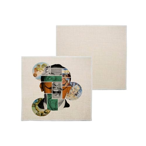 sous Verre en Lin - Salvadore Dali Collage Art Artiste Peinture Surrealisme - 1 unité (100 x 100 mm)