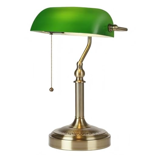 Newrays Grünes Glas Bankers Schreibtischlampe mit Pull Chain Switch Plug in Leuchte für Home Office