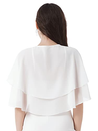 Women's Layered Chiffon Shawls Wraps for Evening Dress Wedding Cape Cover Up Capelets Shrug2