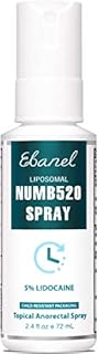 Ebanel 5% Lidocaine Spray Pain Relief Maximum Strength Liposomal Numb520 Numbing Spray 2.4 Fl Oz Topical Anesthetic Hemorrhoid Treatment Spray with Phenylephrine, Arginine for Local and Anorectal Uses