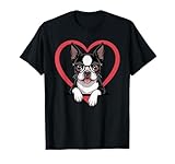 heart boston terrier glasses maglietta