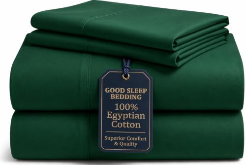Image of 100% Egyptian Cotton Twin XL Sheets, 4 Pc, Emerald Green Sheets Twin XL