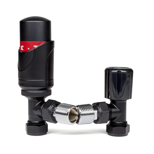 Válvula termostática de radiador ajustable con control de temperatura, escudo de bloqueo de 15 mm x 1/2 pulgada, cuerpo de latón BSP, ahorro de energía, se adapta a radiadores, fácil instalación
