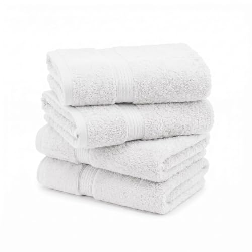 SUPERIOR Egyptian Cotton Plush & Absorbent, Hand Towel Set of 4, White